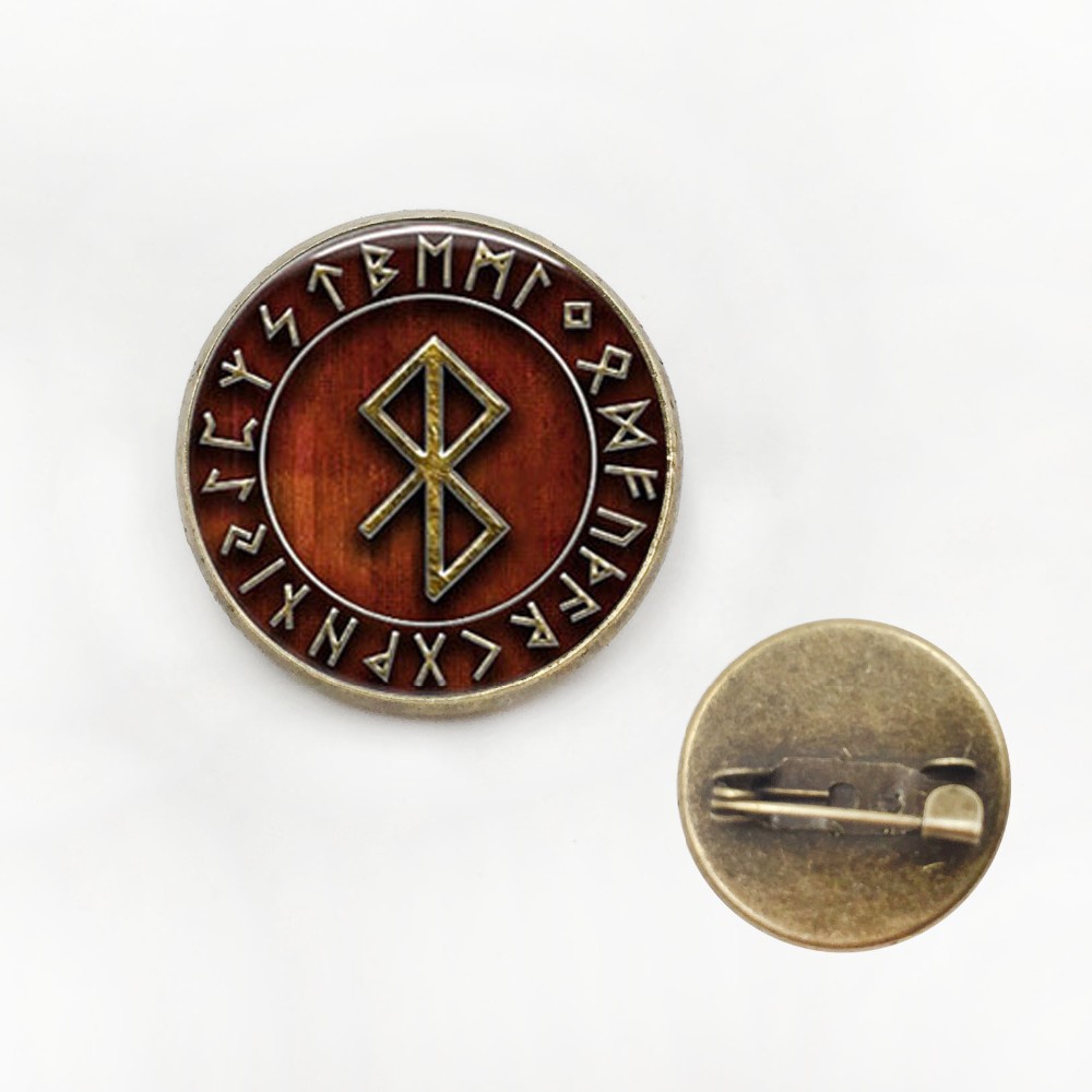 Viking Raven Odin Rune Flag Pin – Metal Lapel Badge – Vinland Symbol