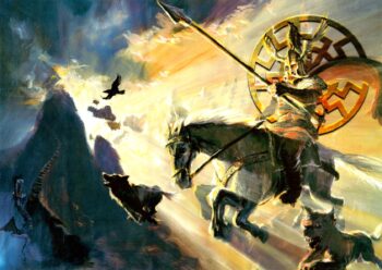 Odin Riding Sleipnir With Black Sun Motif