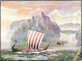 Viking Ships In Fjord