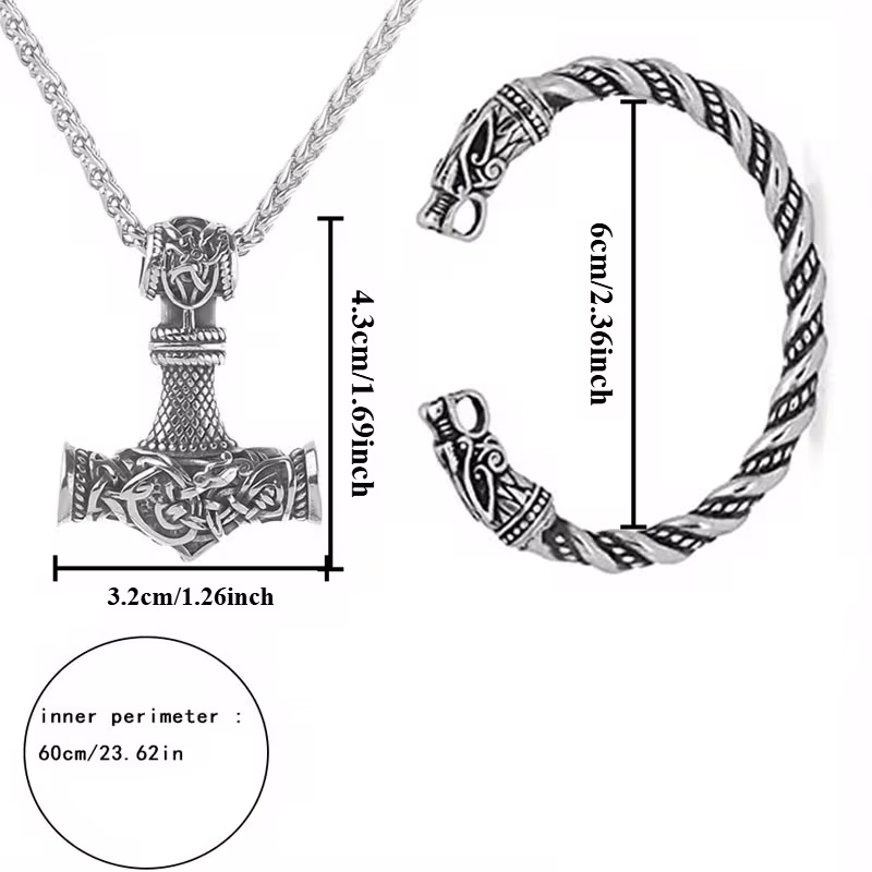 Viking Thor's Hammer and Bracelet set - Image 2